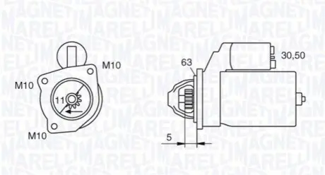 Стартер FORD/VOLVO 2.0TDCi 2.2kW Magneti Marelli 063721377010