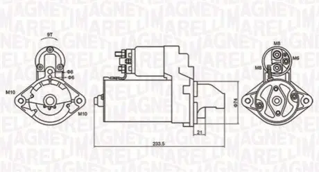 Стартер BMW 1 E87, 3 E90/E91/E92, 5 E60 2.0/3.0D 1.8kW Magneti Marelli 063721406010