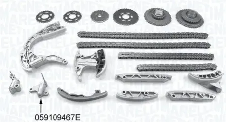 Комплект цепи ГРМ Audi A4/A5/A6/Q5/Q7/VW Touareg 3.0 TDI 02-18 (z=106/104/72/58) Magneti Marelli 341500001180 Купить в Украине