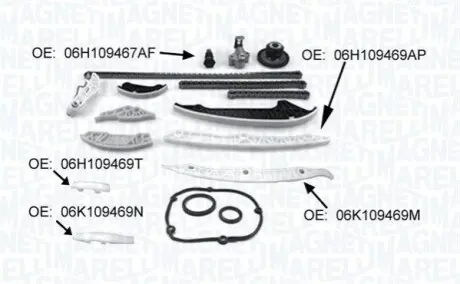 Комплект цепи ГРМ VW T5/T6/Golf VI/VII 2.0GTI/TSI 11- Magneti Marelli 341500001370 Купить в Украине