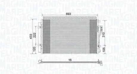 Конденсатор, система кондиціонування повітря MAGNETI MARELLI 350203978000 Купити в Україні