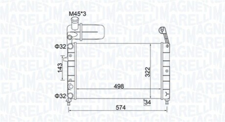 FIAT Радиатор охлаждения Tempra,Tipo 1.4/1.6 88- MAGNETI MARELLI 350213154400