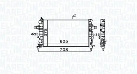 Радиатор охлаждения Opel Astra H 1.6/1.8 04- Magneti Marelli 350213159300 Купить в Украине