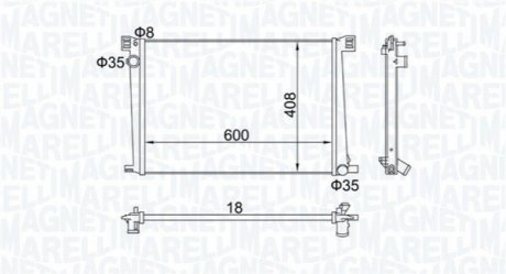 Радиатор охлаждения Mini Cooper/One 1.4/1.6 07-14 (N16/1N8) MAGNETI MARELLI 350213168600 (фото 1)