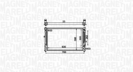 Радиатор двигателя AUDI A4/ A4 AVANT (8D2, 8D5, B5) 2,4 2,6 2,8 2,5TDI A6/ A6 AVANT (4A, 4B, C4, C5) 2,4 2,7T 2,8 [350213105803] MAGNETI MARELLI 350213185500 (фото 1)