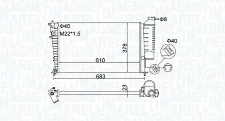 Радіатор, система охолодження двигуна Magneti Marelli 350213189500