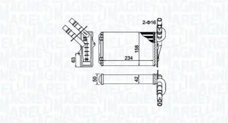 Радіатор пічки RENAULT CLIO II, THALIA I, THALIA II 1.0-3.0 02.98 Magneti Marelli 350218404000 Купити в Україні
