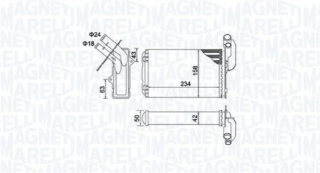 RENAULT Радиатор отопления R19 I,II,Clio I, MAGNETI MARELLI 350218405000 (фото 1)