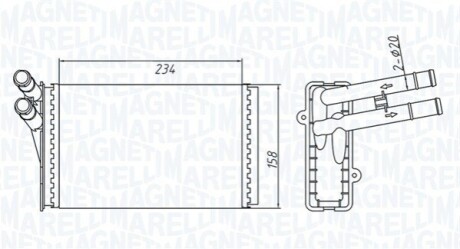 VW Радиатор печки Passat 96- AUDI 80/A4 MAGNETI MARELLI 350218409000 (фото 1)