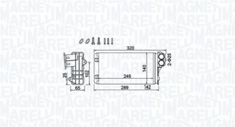 Радиатор печки Peugeot 206/206+ 1.1-2.0D 98- MAGNETI MARELLI 350218416000 (фото 1)