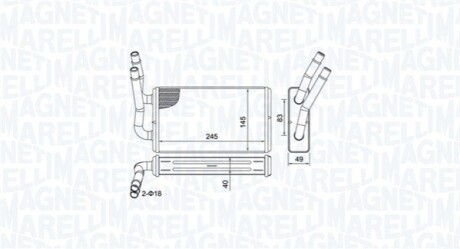 Радиатор печки Ford Transit 2.0D-3.0D 00-14 MAGNETI MARELLI 350218450000 (фото 1)