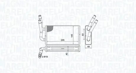 Радіатор пічки FORD TRANSIT, TRANSIT TOURNEO 2.2D-3.2D 04.06-12.14 Magneti Marelli 350218450000 Купити в Україні