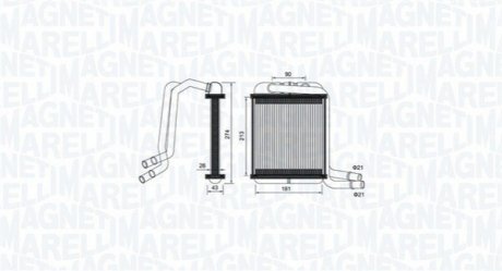 Радиатор печки VW T5/T6 1.9-2.0TDI/2.0TSI 03- MAGNETI MARELLI 350218458000 (фото 1)