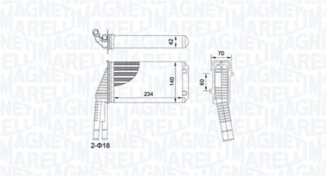 CITROEN Радиатор отопления C1 1,0 05-, Peugeot 107 1,0 05-, Toyota Aygo MAGNETI MARELLI 350218467000 (фото 1)