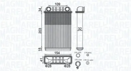 Теплообмінник, система опалення салону Magneti Marelli 350218512000