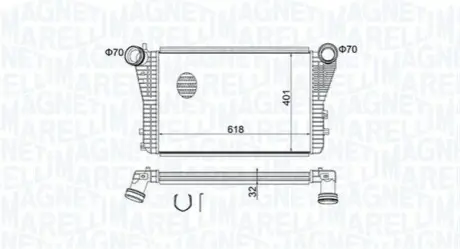 Радиатор интеркулера VW Caddy III 1.9 TDI 04-10 Magneti Marelli 351319204030