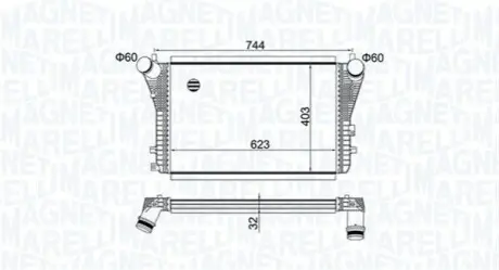 Радиатор интеркулера VW Caddy III/IV 1.6-2.0 TDI 10- Magneti Marelli 351319204050