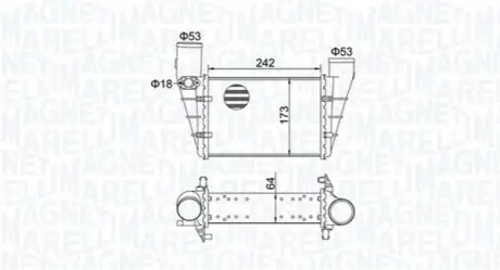 Радиатор интеркулера Audi A4/A6/VW Passat 1.8/1.9TDI 95-05 Magneti Marelli 351319204070