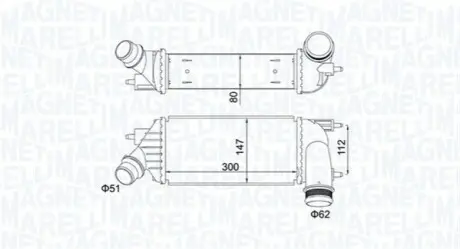 Радиатор интеркулера Citroen Jumpy/Peugeot Expert 2.0HDi 06- Magneti Marelli 351319204140