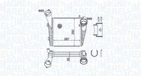 Радиатор интеркулера Audi Q7/VW Touareg 3.0/4.1 03- (L) MAGNETI MARELLI 351319204400 (фото 1)