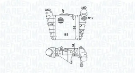 Радиатор интеркулера Skoda Fabia/Roomster 99- Magneti Marelli 351319204750