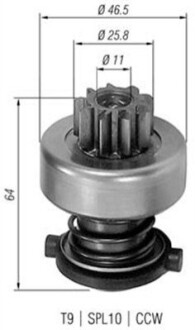 БЕНДИКС СТАРТЕРА VW GOLF 1,6D -83 MAGNETI MARELLI 940113020113 (фото 1)