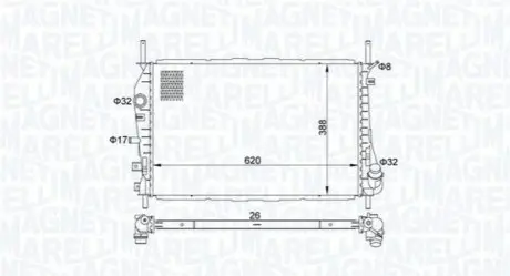 MAGNETI MARELLI FORD Радиатор охлаждения MONDEO 2,0 TDCi 00-02 Magneti Marelli BM1776