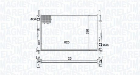 Радіатор двигуна FORD COUGAR (EC) 2,0 16V MONDEO I/ II/ III (BAP, BFP, BNP, B5Y, GBP) 1,6I 16V 1,8I 16V 2,0I 16V MAGNETI MARELLI BM1893 (фото 1)