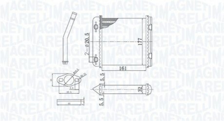 Радіатор пічки OPEL ASTRA F 1,4 1,6 1,8 2,0 1, MAGNETI MARELLI BR408 (фото 1)