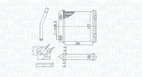 MAGNETI MARELLI Радиатор печки OPEL ASTRA F 1,4 1,6 1,8 2,0 1, Magneti Marelli BR408 Купить в Украине