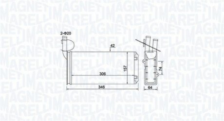 VW радіатор пічки T4 90- MAGNETI MARELLI BR474 (фото 1)