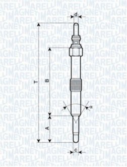 Свеча накаливания LAND ROVER DISКрышкаY II, DEFENDER SW [062900067304] MAGNETI MARELLI UC50A (фото 1)