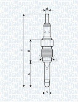 Свеча накаливания FIAT Brava 1.9JTD, Marea. MAGNETI MARELLI UX28A (фото 1)