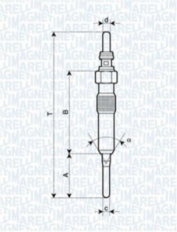 Свеча накаливания Renault Megane,Grand Scenic,Suzuki Grand Vitara 1.9dCi 05- MAGNETI MARELLI UY16A (фото 1)