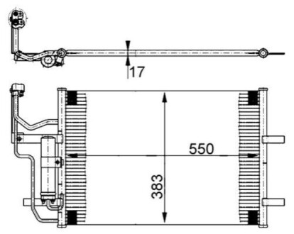 Радиатор кондиционера MAZDA 3 03- 550X383X17 Z OSUSZACZEM MAHLE / KNECHT AC386000S