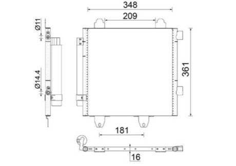 Радіатор кондиціонера CITROEN C1/107/AYGO 1,0 05- MAHLE / KNECHT AC459001S (фото 1)