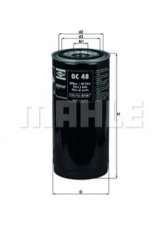 Масляный фильтр VOLVO B10 DH10A245-THD103KF 01.77- MAHLE / KNECHT OC 48
