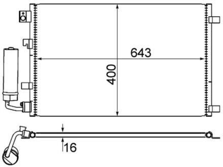 Радіатор кондиціонера Qashqai 1.6-2.0 07-13 MAHLE AC 604 001S (фото 1)