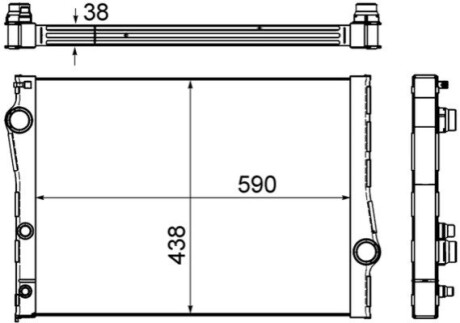 Радіатор охолодження BMW X5 (E70)/X6 (E71/E72) 3.0d/3.5i/4.0d 07- M57/N55/N57 MAHLE CR 1049 000S (фото 1)