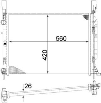 Радіатор охолодження двигуна Kangoo 1.5 dci, 1.6 08- MAHLE CR 1156 000S (фото 1)