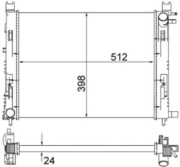 Радіатор охолодження двигуна Dokker/Logan/Daster/Clio 0.9-1.6 08- MAHLE CR 2166 001S (фото 1)