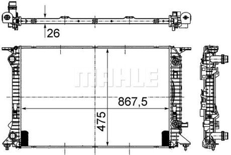 Радіатор охолодження Audi A4/A5/A6/Q3/Q5 1.4-3.0d 07-16 (АКПП) MAHLE CR 910 000S (фото 1)