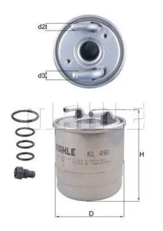 Фільтр паливний Sprinter OM642/651 09- (h-118mm) Mahle KL 490D Купить в Украине