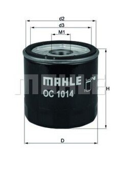 Фільтр масляний Volvo C30/S40/S60/S80/V50/V60/V70/XC60 1.8-2.0 06-14 MAHLE OC1014