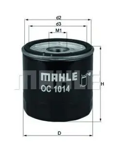Фільтр масляний Ford Focus/Transit 2.5D/Volvo S60/S80/V60/V70 2.0T 10 Mahle OC1014 Купити в Україні
