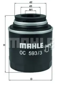 Фільтр масляний VW Caddy III 1.2TSI 10-15/Golf 1.2/1.4 TSI 10-13/Passat 1.4 TSI 10-14 Mahle OC593/3 Купити в Україні