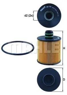 Фільтр масляний Fiat Doblo 1.6/2.0D 10- MAHLE OX 779D Купити в Україні