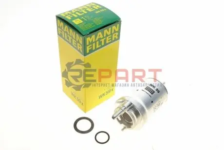Паливний фільтр AUDI A2, A3 SEAT ALTEA, ALTEA XL, CORDOBA, IBIZA III, LEON, TOLEDO III SKODA FABIA I, FABIA I PRAKTIK, OCTAVIA II VW CADDY III, GOLF PLUS V, GOLF V 1.0-3.2 01.98-05.15 Mann WK59X Купити в Україні