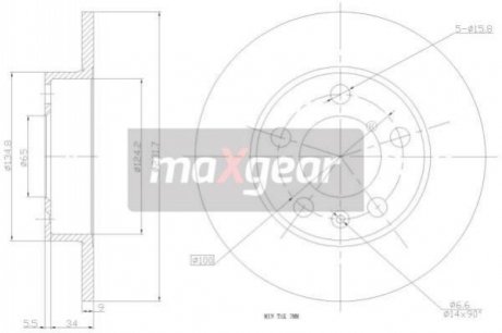 Тормозной диск - 19-0749 (1J0615601, 1J0615601C, 1J0615601N) MAXGEAR 190749