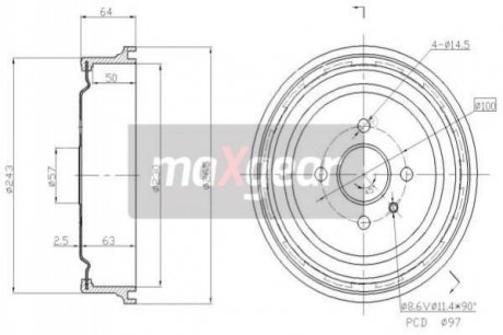 Тормозной барабан - 19-0830 (24444064, 558267, 568063) MAXGEAR 190830